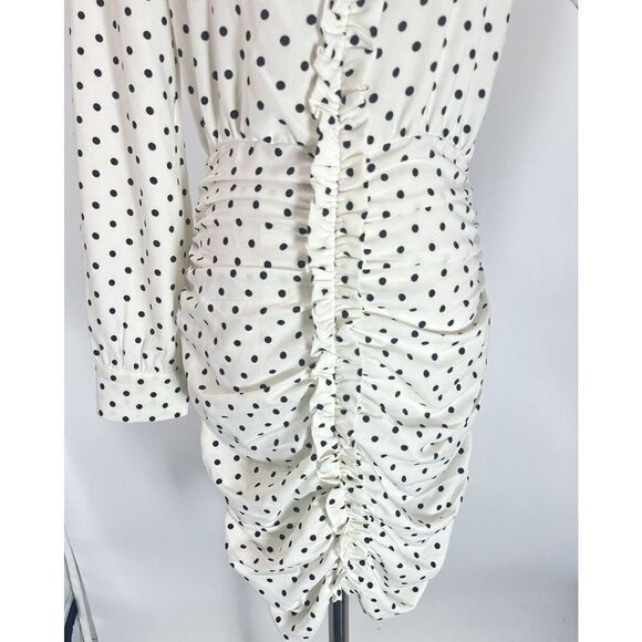 Zara White Black Polka Dot Mini Dress Ruched Draped Size XS Sexy - Picture 13 of 16